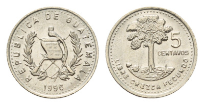 Гватемала 5 сентаво 1990 KM 276 медно-никель UNC 4668-1035