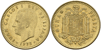 Испания 1 песета 1975 (80) Хуан Карлос I (1975-2014) KM 806 алюминиевая бронза 4155-446