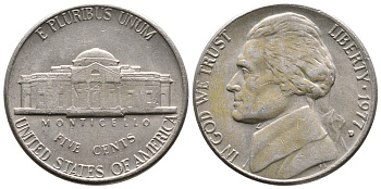 США 5 ЦЕНТОВ 1977 D, ДЖЕФФЕРСОН KM А192 медно-никель 4364-627