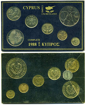 Кипр набор из 7 монет 1988 официальный набор в буклете, XXIV летние Олимпийские игры в Сеуле UNC 5-4-3-79