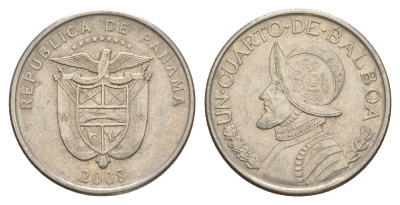 Панама 1/4 бальбоа (25 сентесимо) 2008 KM 128.1 медь плакированная медно-никелем 4529-1012