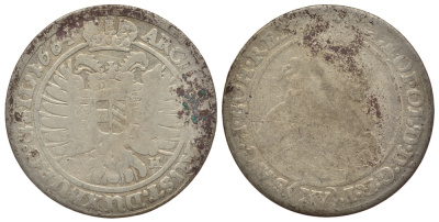 Австрия, Священная Римская империя 15 крейцеров 1664 GH, монетный двор Бреслау, Леопольд I (1657-1705) KM 1143 серебро 413-1524