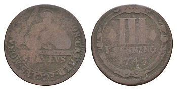 Мюнстер 3 пфеннига 1743 Монетный двор кафедрального капитула KM 430 медь 4654-117