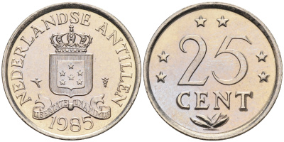 Нидерландские Антилы 25 центов 1985 Беатрикс (1980-2013) KM 11 никель 4169-417