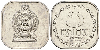 Шри-Ланка 5 центов 1978 KM 139a алюминий 4136-548
