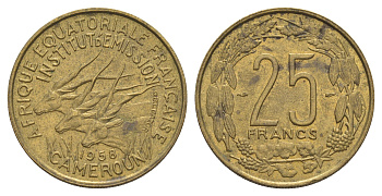 Камерун, Французская Экваториальная Африка 25 франков 1958 KM 12 алюминиевая бронза 4637-242