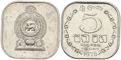 Шри-Ланка 5 центов 1978 KM 139a алюминий 4136-548