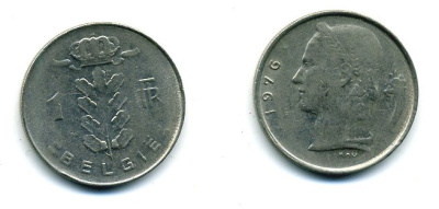 Бельгия 1 франк 1976 Belgie, Бодуэн I (1951-1993) KM 143.1 медно-никель 25-1346