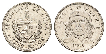 Куба 3 песо 1995 Эрнесто Че Гевара KM 346a сталь плакированная никелем 4675-235