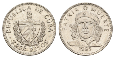 Куба 3 песо 1995 Эрнесто Че Гевара KM 346a сталь плакированная никелем 4675-235