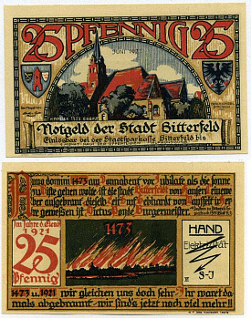 Германия, Биттерфельд 25 пфеннигов 1921 июнь 1921, нотгельд, земля Саксония-Ангальт Grabowski 111.1  бумага  UNC (пресс) 7221-12-1-2