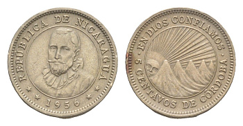 Никарагуа 5 сентаво 1956 KM 24.1 медно-никель 4640-951