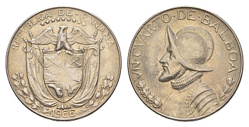 Панама 1/4 бальбоа (25 сентесимо) 1966 KM 11.2a медь плакированная медно-никелем aUNC 4642-635