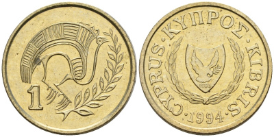 Кипр 1 цент 1994 KM 53.3 никель латунь 4174-1158
