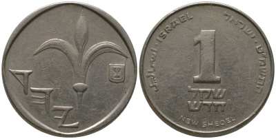 Израиль 1 новый шекель 1989 JE 5749 KM 160 медно-никель 4392-1133