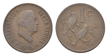 ЮАР 1 цент 1976 Окончание президентства Якобуса Йоханнеса Фуше KM 91 бронза 4702-827