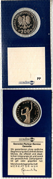 Польша 200 злотых 1987 XXIV летние Олимпийские Игры, 1988, PROBA KM Pr555 медно-никель PROOF 6-6-2-47