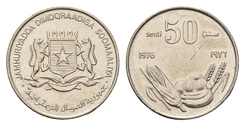 Сомали 50 центов 1976 год-тип KM 26 медно-никель UNC 4679-126