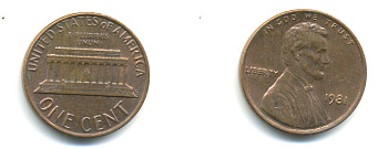 США 1 ЦЕНТ 1981 ЛИНКОЛЬН KM 201 медь цинк 179-353