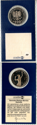 Польша 200 злотых 1987 XXIV летние Олимпийские Игры, 1988, PROBA KM Pr555 медно-никель PROOF 6-6-2-47