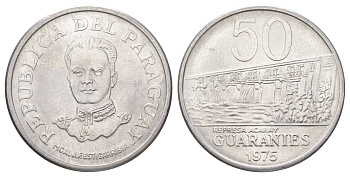 Парагвай 50 гуарани 1975 KM 154 нержавеющая сталь UNC 4624-155