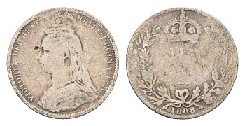 Великобритания 6 пенсов 1888 Виктория (1837-1901) KM 760, Spink 3929 серебро 100-817