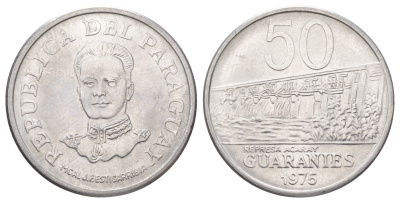 Парагвай 50 гуарани 1975 KM 154 нержавеющая сталь UNC 4624-155