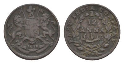 Британская Индия (Ост-Индская компания) 1/12 анны 1835 KM 445 медь 75-954