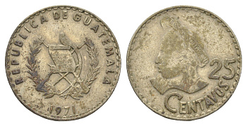 Гватемала 25 сентаво 1971 KM 272 медно-никель 4663-822