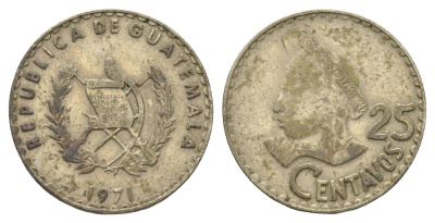 Гватемала 25 сентаво 1971 KM 272 медно-никель 4663-822