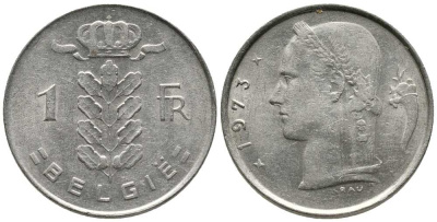 БЕЛЬГИЯ 1 ФРАНК 1973 BELGIE KM 143.1 медно-никель 24-1242