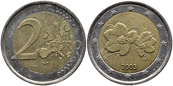 Финляндия 2 евро 2003 М KM 105 биметалл 4390-1236