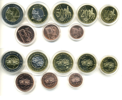 Словения набор из 8 монет 2003 европробники в капсулах с сертификатом, крупный формат, буклет PROOF 7-4-55