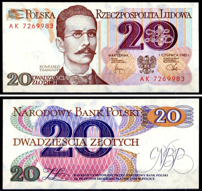 Польша 20 злотых 1982 Pick 149 a (2) бумага 402-45-3-2