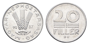 Венгрия 20 филлеров 1987 BP KM 573 алюминий 4668-125