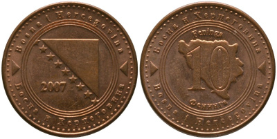 Босния и Герцеговина 10 фенингов 2007 KM 115 сталь плакированная медью 4549-325