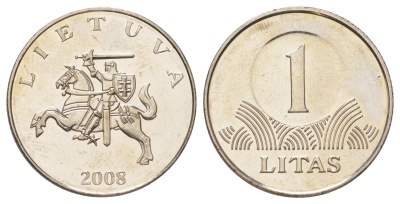 Литва 1 лит 2008 KM 111 медно-никель UNC 4624-714