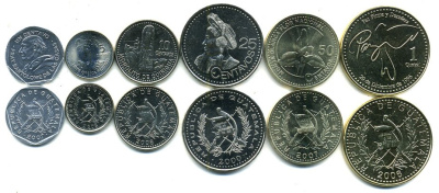 Гватемала лот из 6 монет 2000-2008 (1, 5, 10, 25, 50 сентаво и 1 кетсаль) UNC N2-41