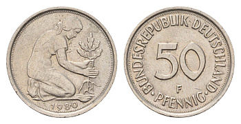 ФРГ 50 пфеннигов 1980 F KM 109.2, J. 384a медно-никель 187-1018