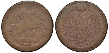 Россия 2 копейки 1758 красный монетный двор, Елизавета Петровна (1741-1762) Биткин 392 медь 221-732