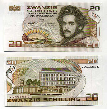 Австрия 20 шиллингов 1986  Pick 148  бумага aUNC 6287-20-4-1