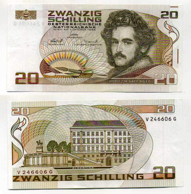Австрия 20 шиллингов 1986  Pick 148  бумага aUNC 6287-20-4-1