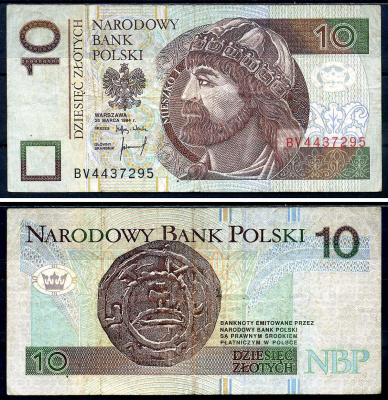 Польша 10 злотых 1994  Pick 173  бумага   2119-19-2-2