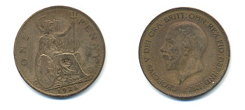 Великобритания 1 пенни 1928 Георг V (1910-1936) КМ 838, Spink 4055 бронза 83-545