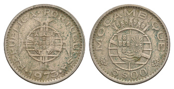 Португальский Мозамбик 5 эскудо 1973 KM 86 медно-никель 4544-1035