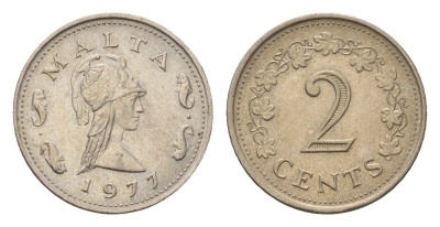 Мальта 2 цента 1977 Пентесилея, царица амазонок KM 9 медно-никель 4685-719
