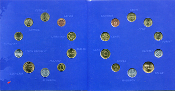Европа набор из 10 монет разных государств ND страны - кандидаты в Евросоюз, в буклете UNC 1-6-1-21