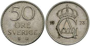 Швеция 50 эре 1973 Густав VI Адольф (1950-1973) KM 837 медно-никель 4138-852