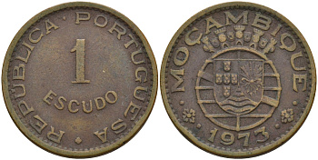 Мозамбик 1 эскудо 1973 KM 82 бронза 4597-515