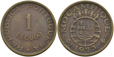 Мозамбик 1 эскудо 1973 KM 82 бронза 4597-515